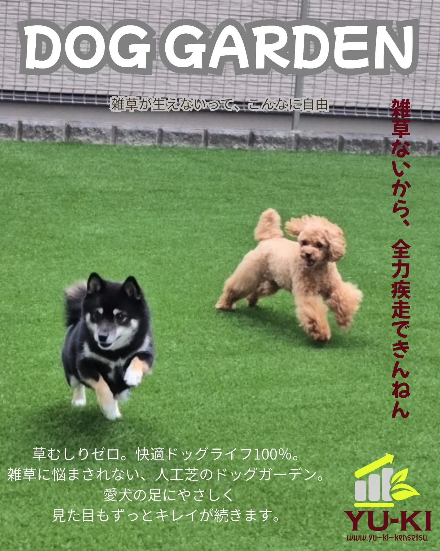 【人工芝ドッグガーデン 完成｜メンテナンスフリー仕様】
