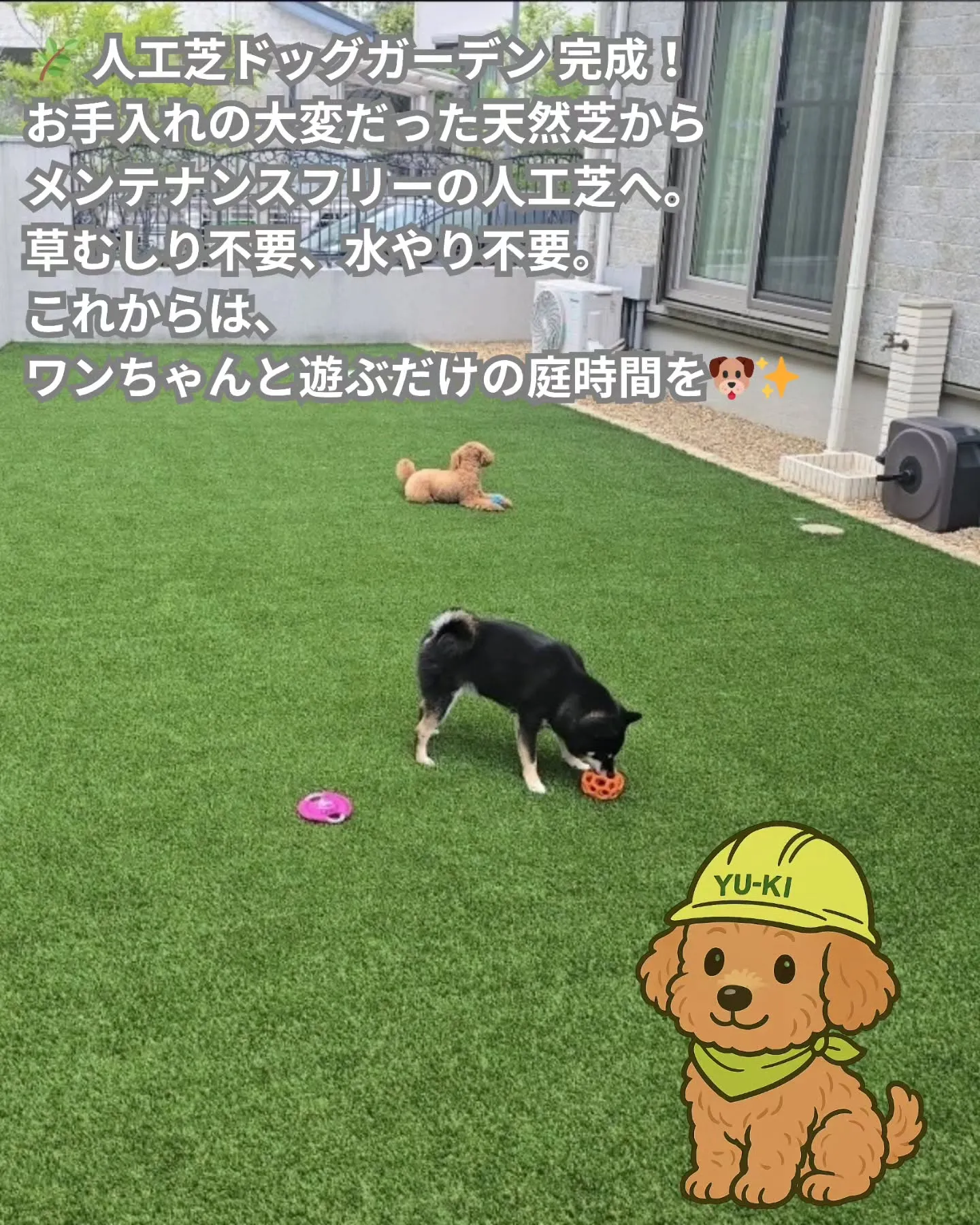 【人工芝ドッグガーデン 完成｜メンテナンスフリー仕様】
